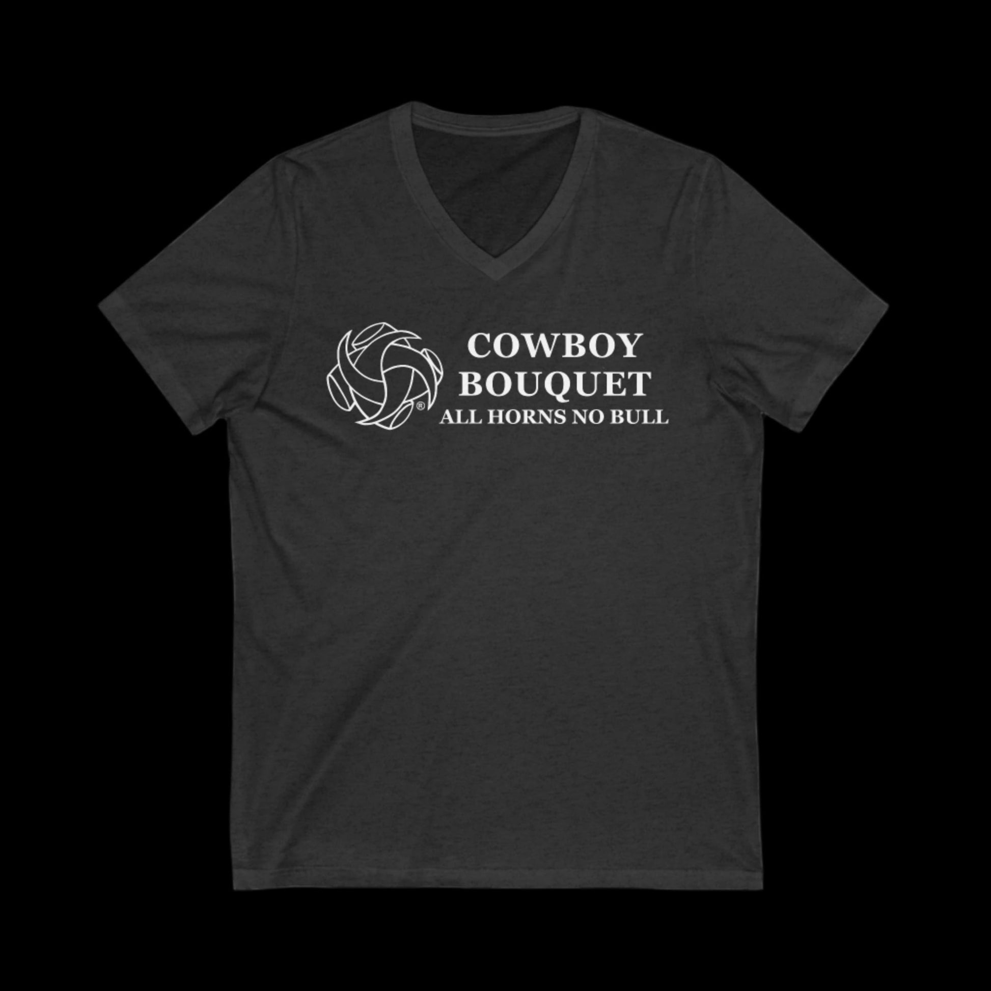 cowboy bouquet heather grey v-neck tee