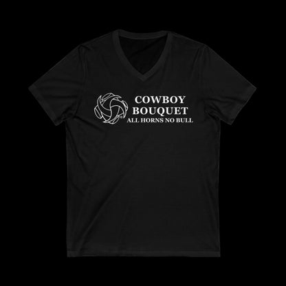 cowboy bouquet black v-neck tee