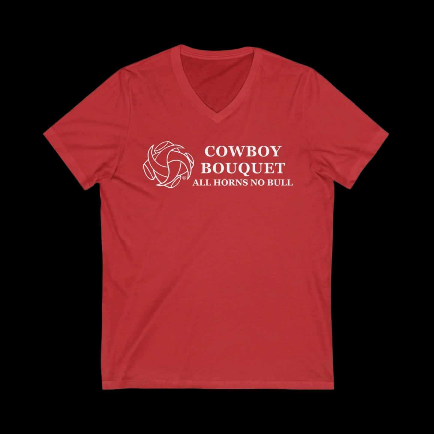 cowboy bouquet red v-neck tee