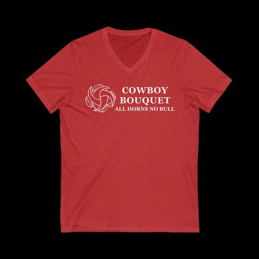 cowboy bouquet red v-neck tee