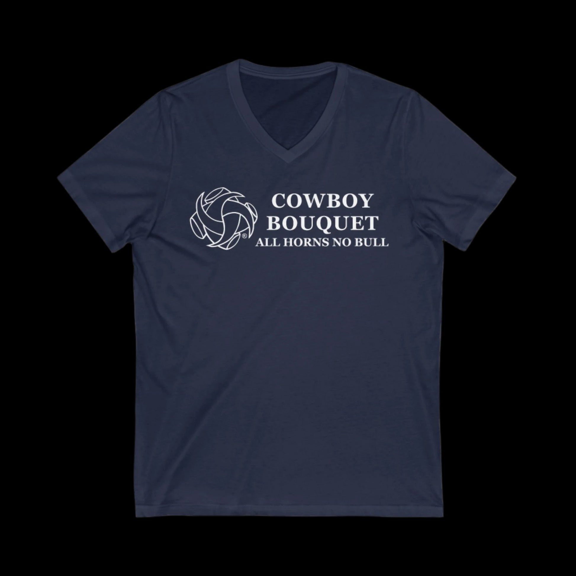 cowboy bouquet navy v-neck tee