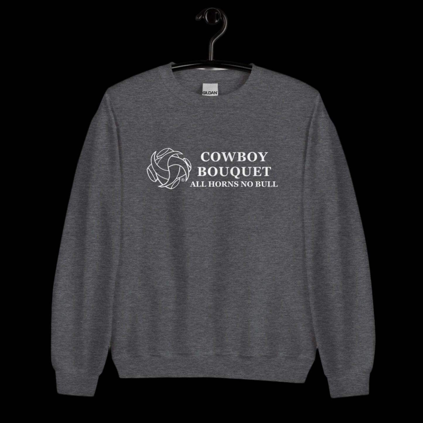 cowboy bouquet heather grey unisex crewneck sweatshirt