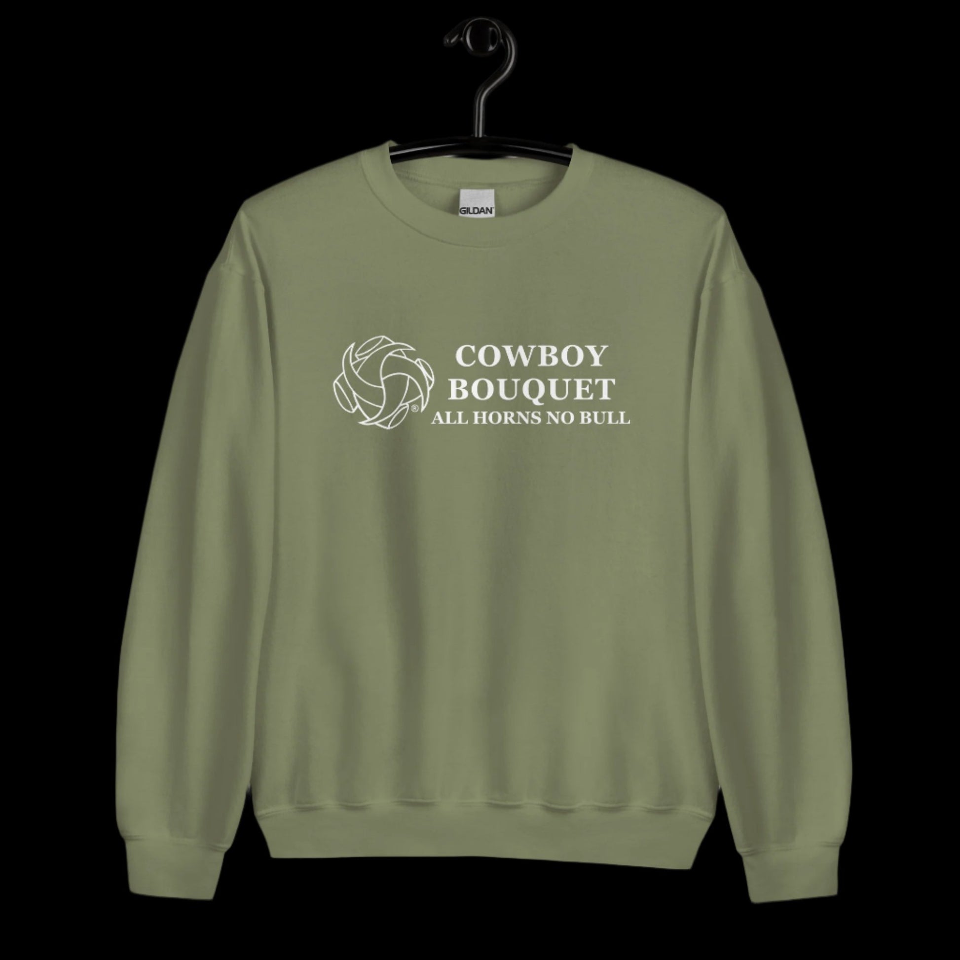 cowboy bouquet army military green unisex crewneck sweatshirt