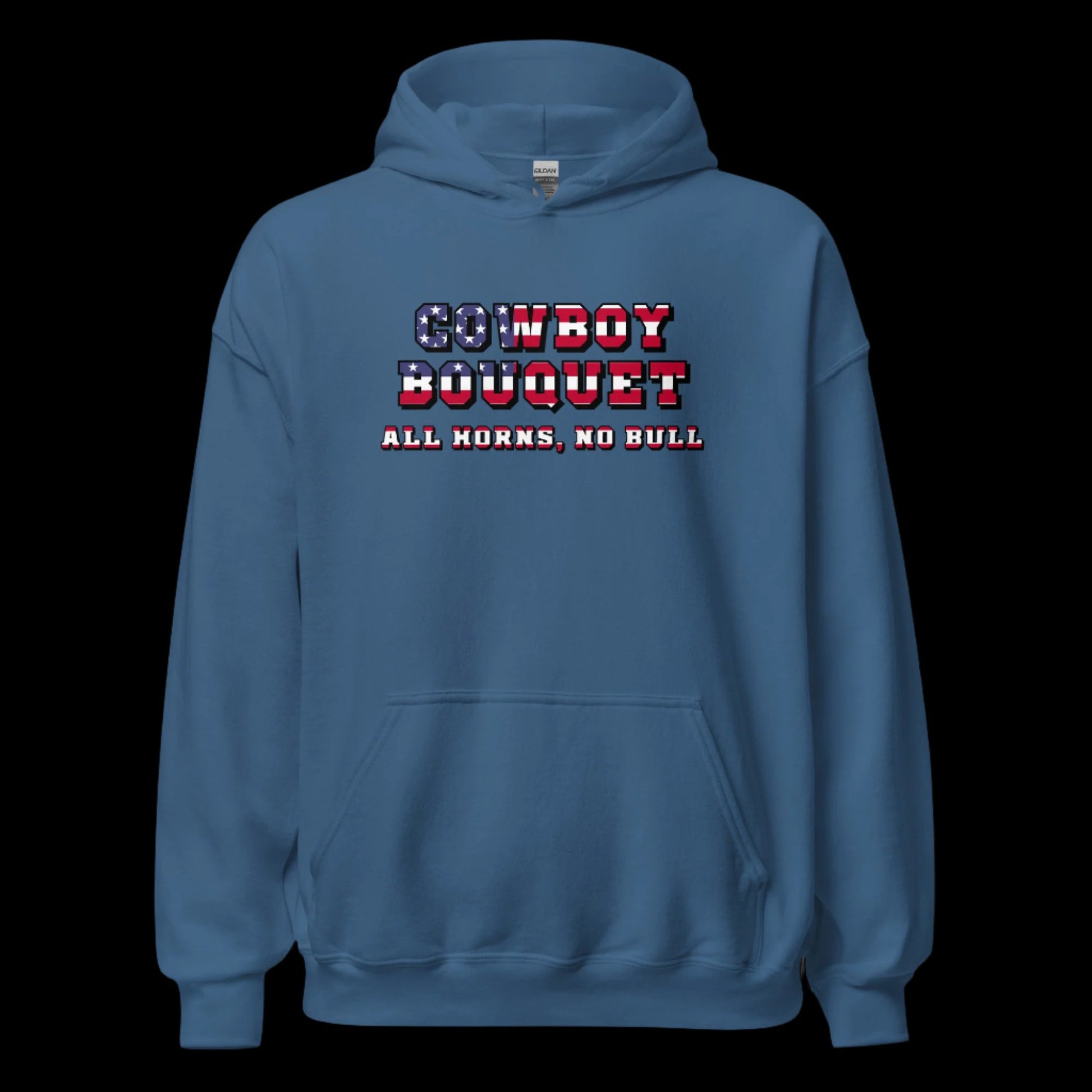 cowboy bouquet unisex patriotic indigo blue hoodie