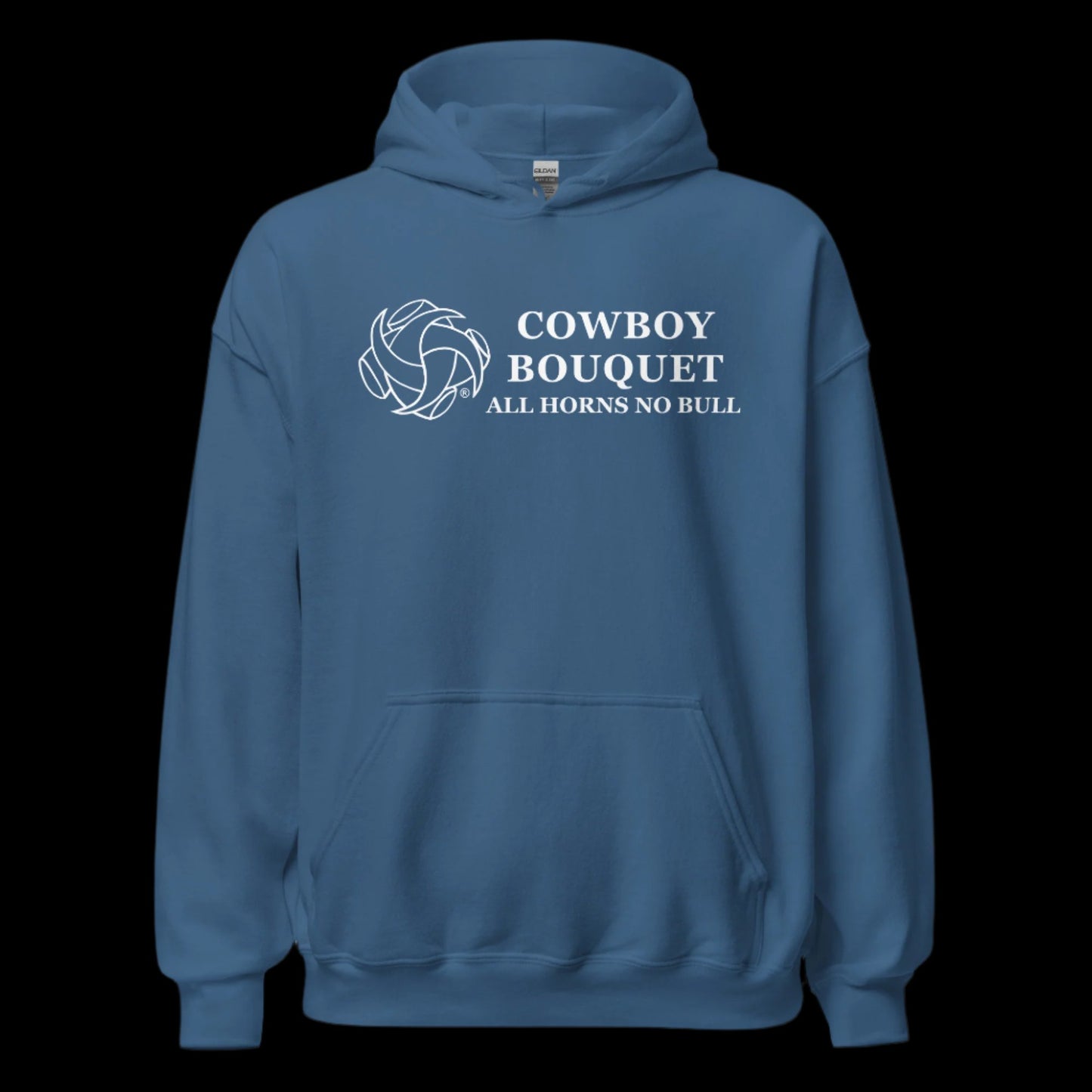 cowboy bouquet unisex indigo blue hoodie