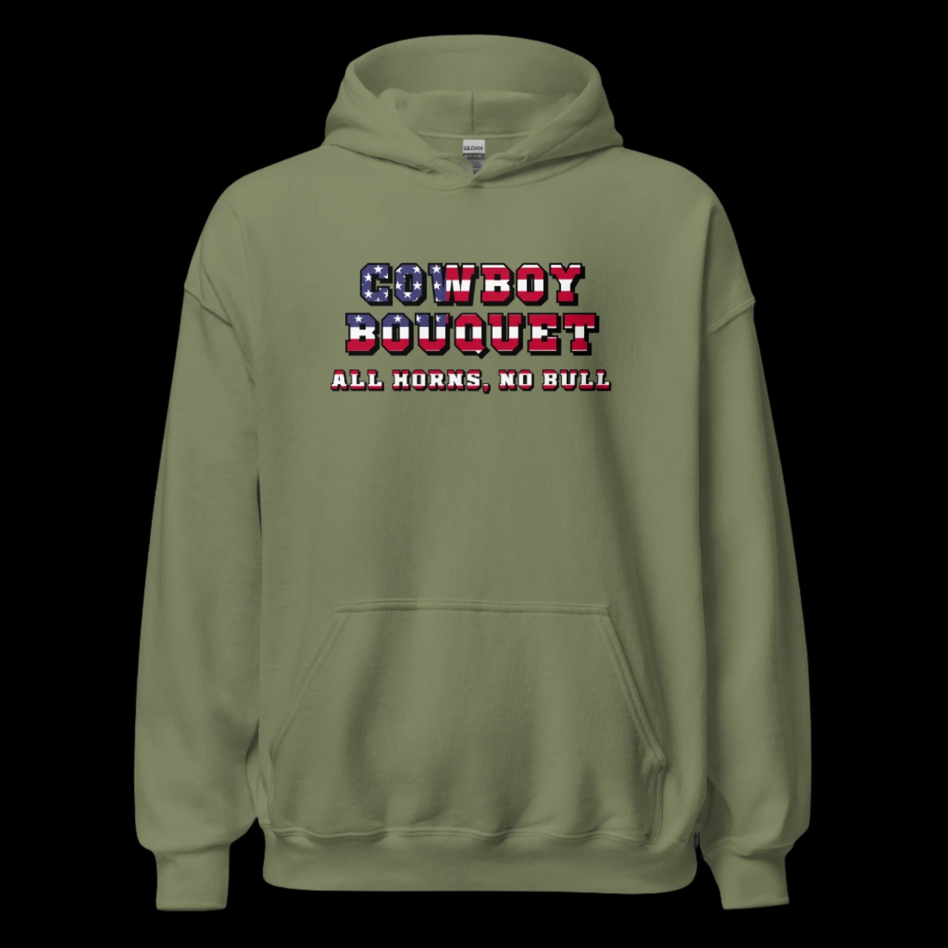 cowboy bouquet unisex patriotic military green hoodie