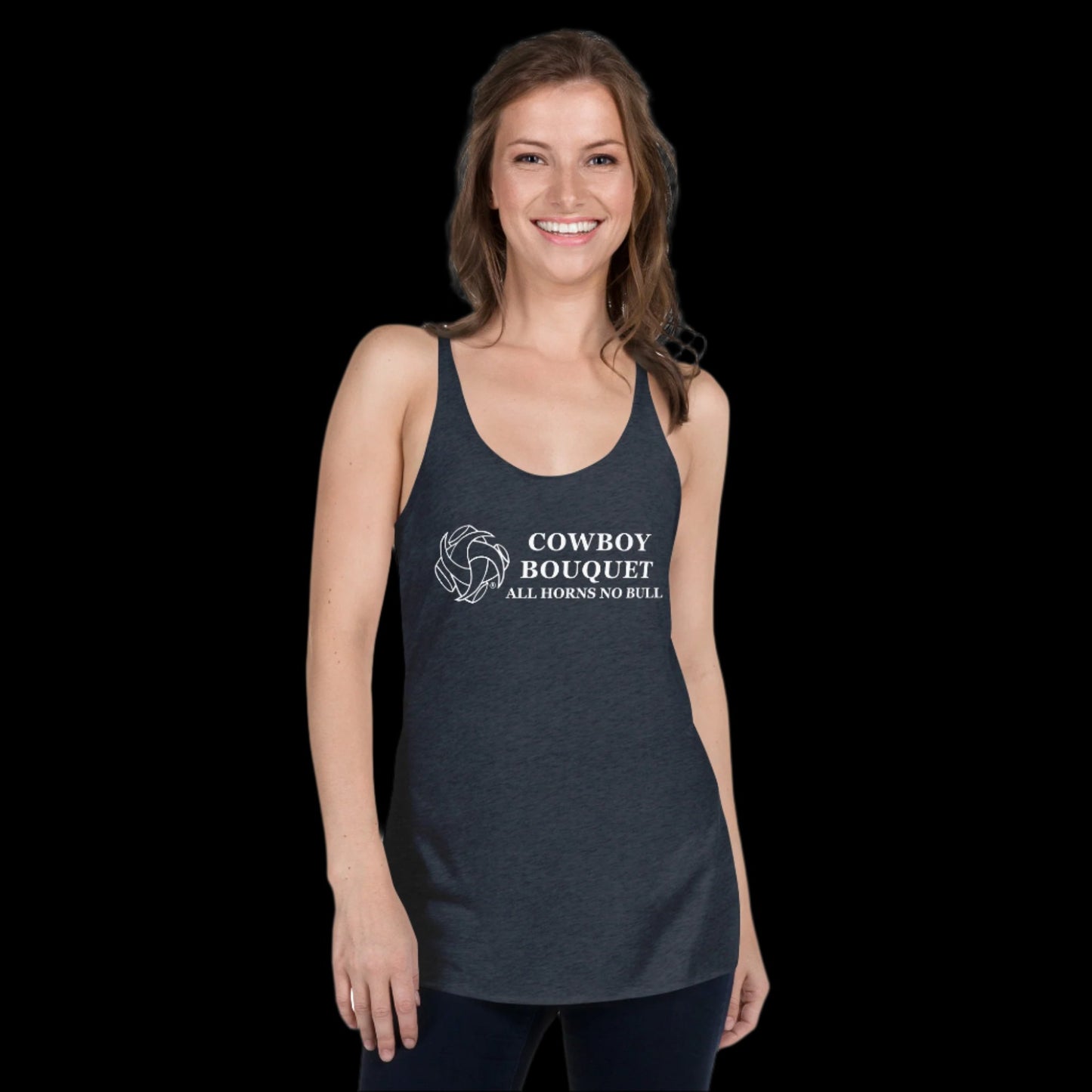 cowboy bouquet dark heather grey next level racerback tee